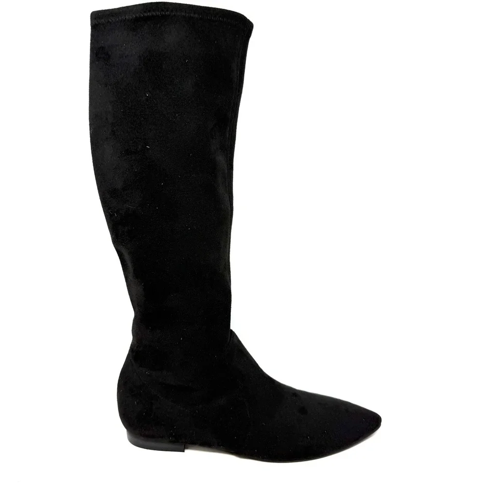 Jon Josef Merly Black Stretch Suede Pull On Knee-High‎ Boots 6 Pointed Toe